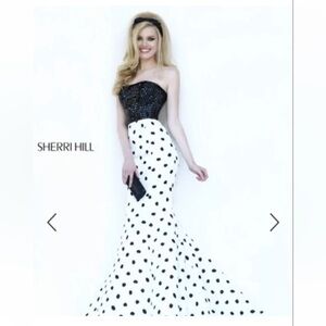 SHERRI HILL POLKA DOT MAXI SKIRT, SZ 2